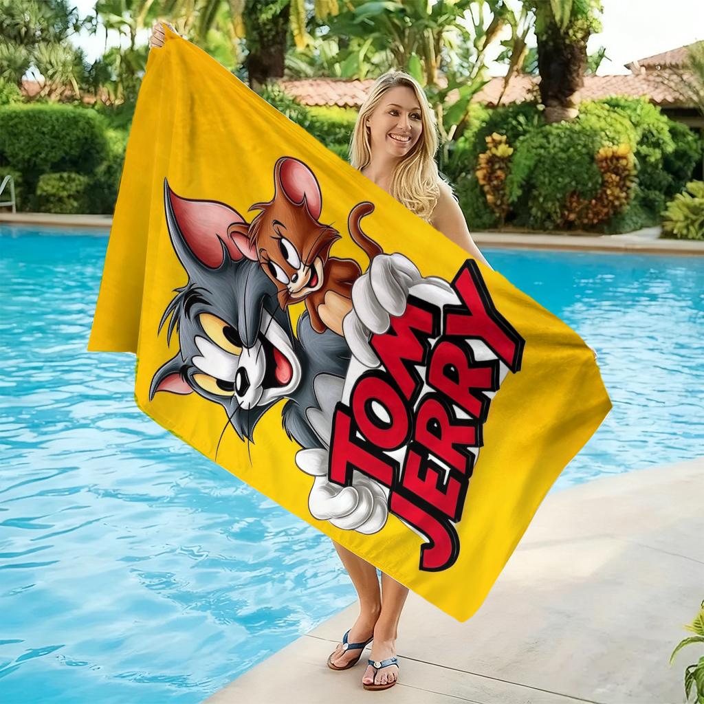 Tom&Jerry Cartoon Beach Towel Quick-drying Small To Large Towel Suitable for Beach Vacation Pool Summer Funny Gift for Friends