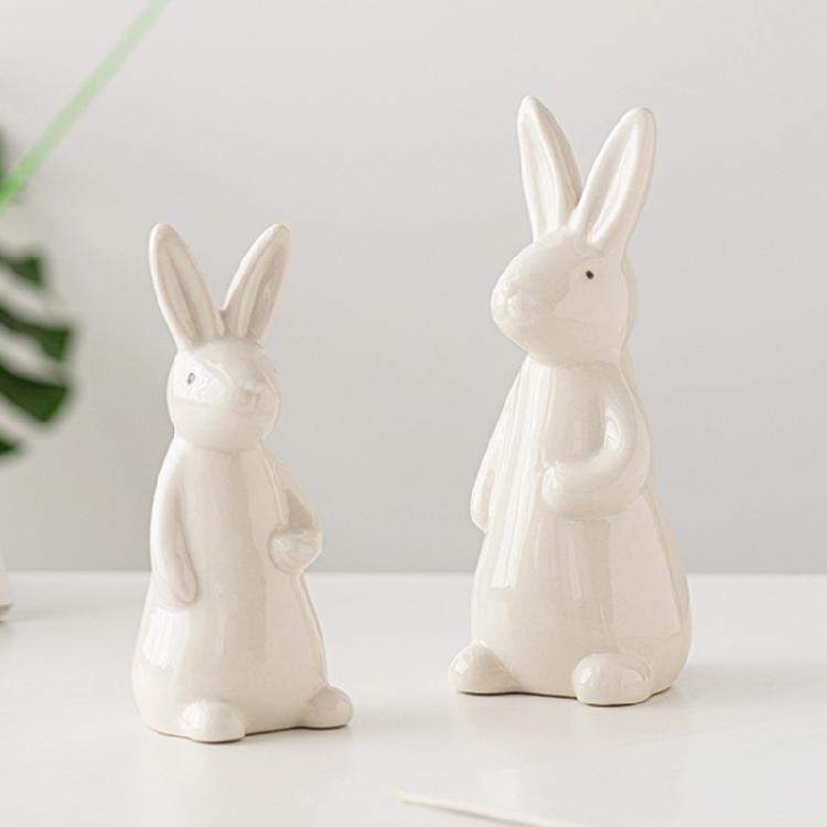Kleine Hasenstatue Keramik Hasenfigur Liebenswertes Geschenk für Tierliebhaber