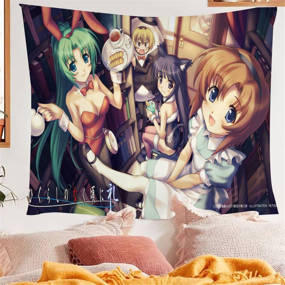 1PC Anime HHigurashi When They Cry Cartoon Tapestry Wall Hanging Decoration Household Home Decor