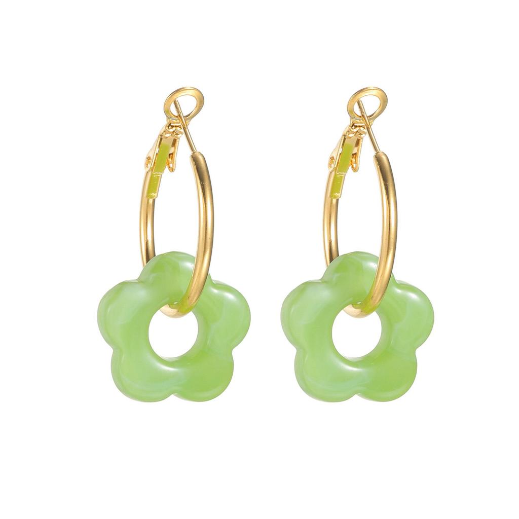 Macaron Color Flower Tassel Earrings, 18K Gold-Plated, Light Luxury Versatile, Niche High-End.