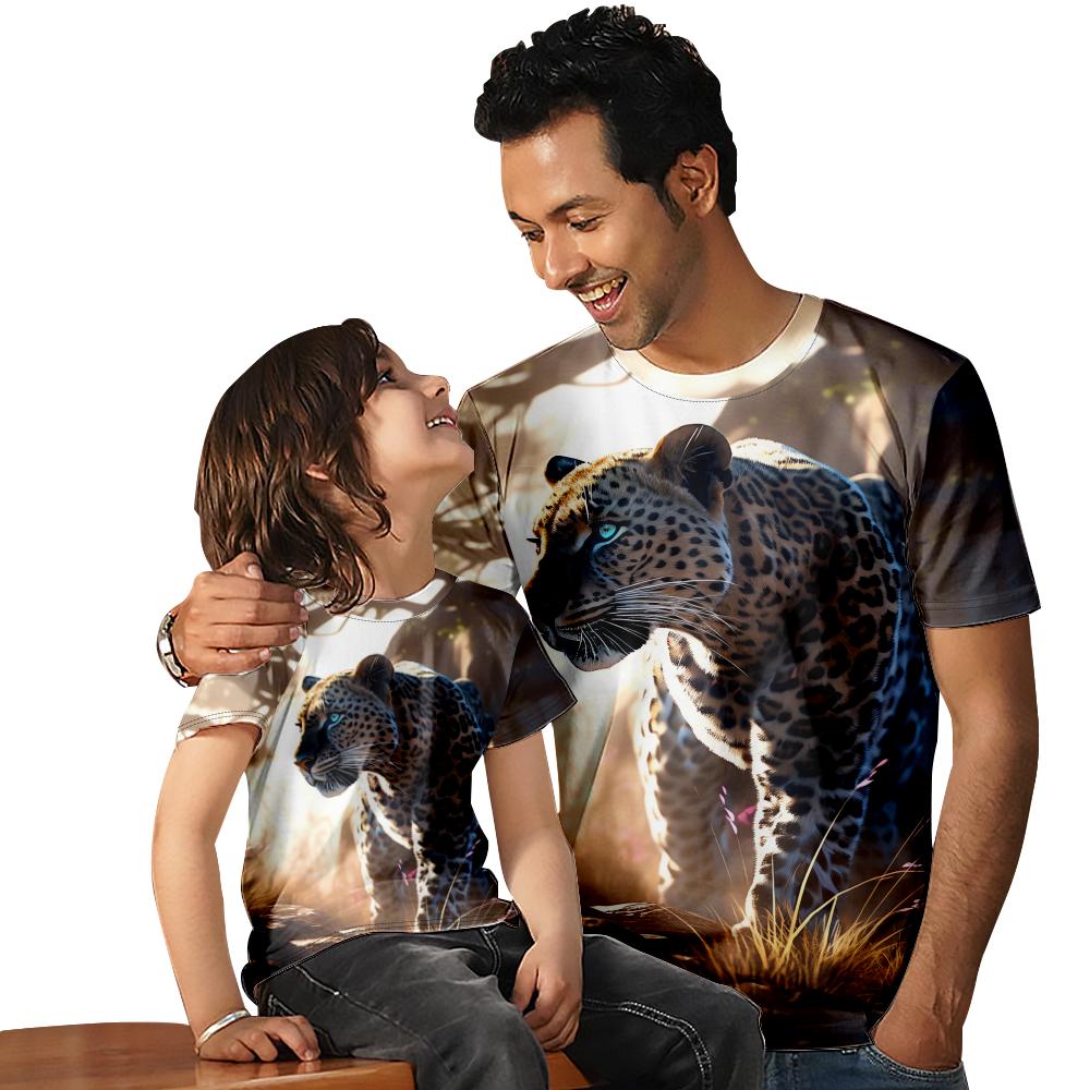 Leopard Men's Shirts Short Sleeve Shirt Unisex Youth Apparel
