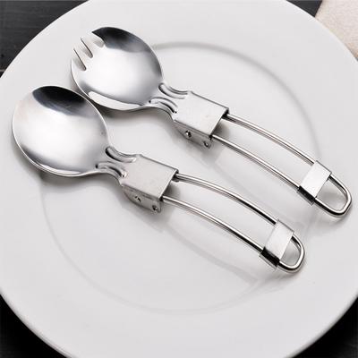 Stainless Steel Folding Spoon Folding Tableware Small Knife Salad Spoon with Fork Folding Spoon Outdoor Portable Set