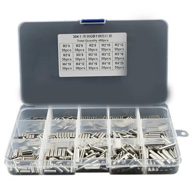 450Pcs Dowel Pin Stainless Steel Peg Support Shelves Silver Tone Locating Dowel M2 M3 M4 Slotted Pin Assortment Kit