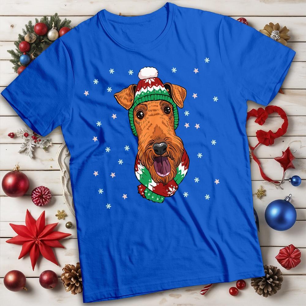 Airedale Christmas Tshirt Terrier Unisexs and Unisexs Tee MC