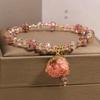 Exquisite Pink Rose Garden Crystal Bracelet & Rose Pendant Anklet for Women
