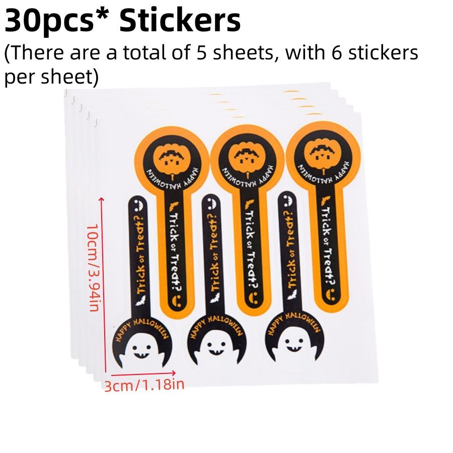 

30 шт. Хэллоуинские наклейки для запечатывания, наклейки с тыквой, привидением и смайликом, наклейки для запечатывания пакетов для конфет, шоколада, печенья, подарков