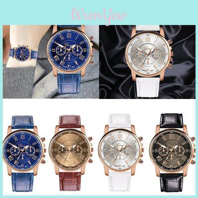 Stylish Geneva Quartz Watch With Multiple Colorful Faces Unisex Casual Wristwatch With Non-waterproof Design 28003 Bamboo Strap)