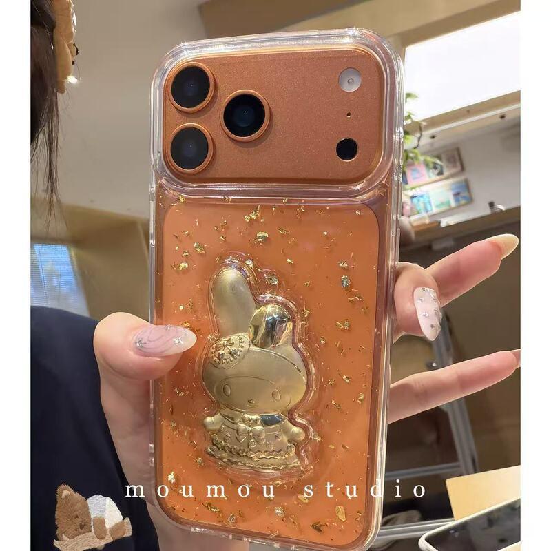 Cute Melody Silicone Phone Case With Epoxy Resin Gold Foil IPhone 13 14 15 16 17 Series Full Coverage Anti-Drop iPhone 13