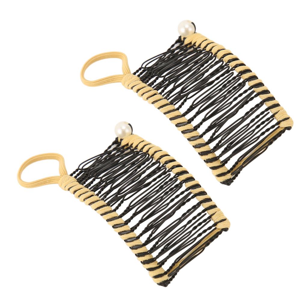 2pcs Banana Hair Clips Fashionable Stretchy Vintage Clincher Comb Tool for Women Thick Wavy Curly Hair
