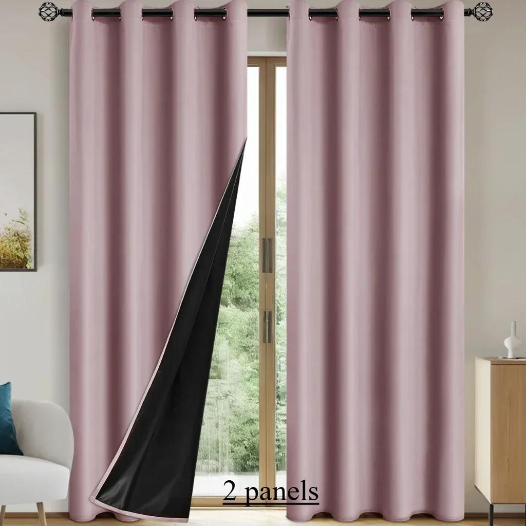 2panels 100% Blackout Curtains, Curtains for Living Room, Bedroom, Balcony, Bathroom, Modern Blackout  Window Curtain