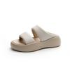 The Same Style, Round Head Thick Bottom Wide Edge Double Word with Thick Bottom Soft Elastic Stepping On Shit Feeling Leather Cool Slippers Female