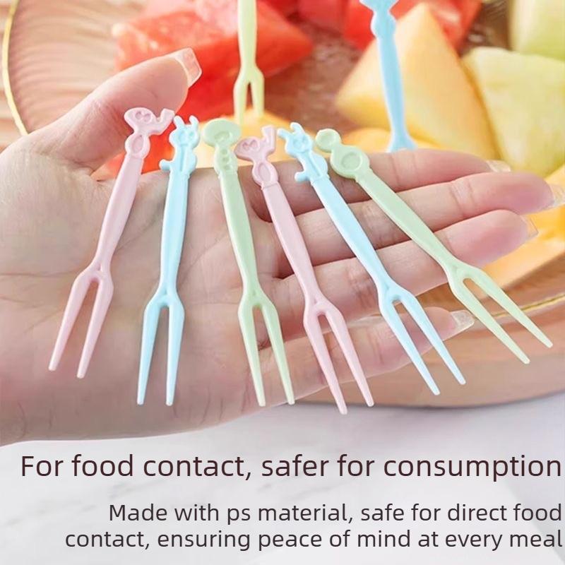 50pcs Disposable Fruit Forks Creative Cute Plastic Cutlery for Home Cake Salad Dessert