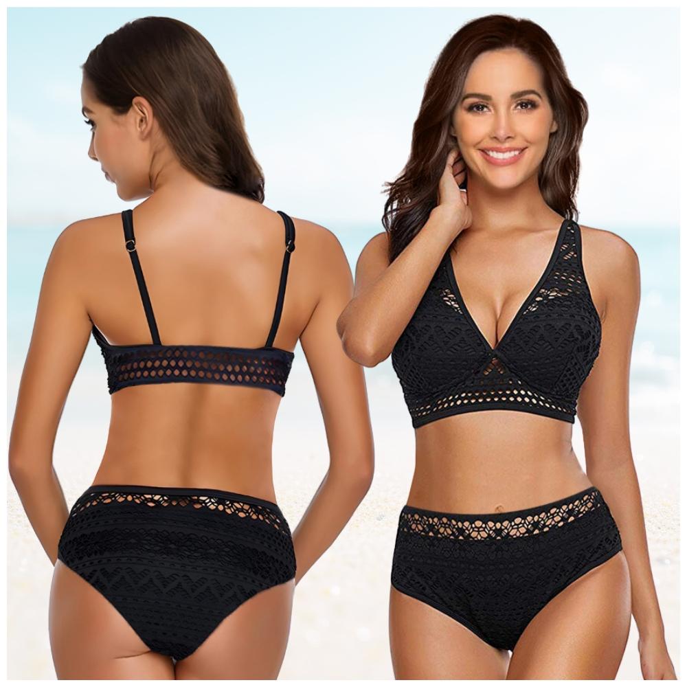 Two-piece Swimsuit, Black Bikini Set, Top and Bottom, Shaping Size M Two-piece Swimsuit, Black Bikini Set, Top and Bottom, Shaping Size XL