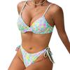 Summer new floral bikini swimsuit for women, European and American sexy gathering split swimsuit for women