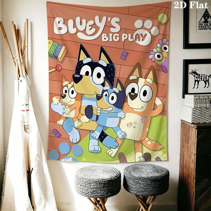 Bluey Wall Hanging Printed Fabric Blanket Decorative Tapestries for Bedroom Living Room Home Decor