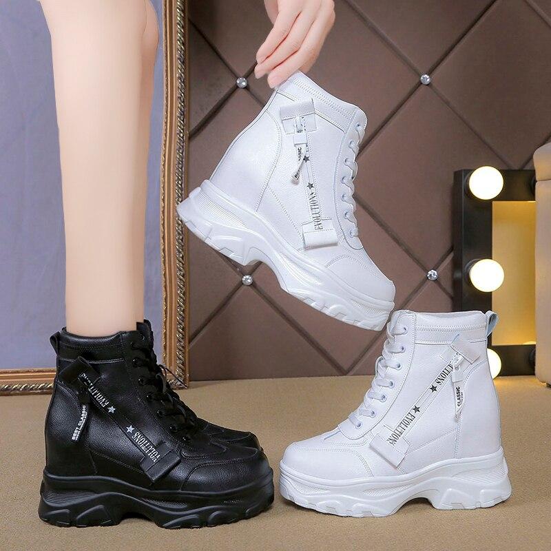 Botas de plataforma alta de otoño Tacones altos Zapatos de tobillo de suela  gruesa Zapatos de cuero de cuña Mantener calientes botas de felpa de  invierno comprar a buen precio — entrega