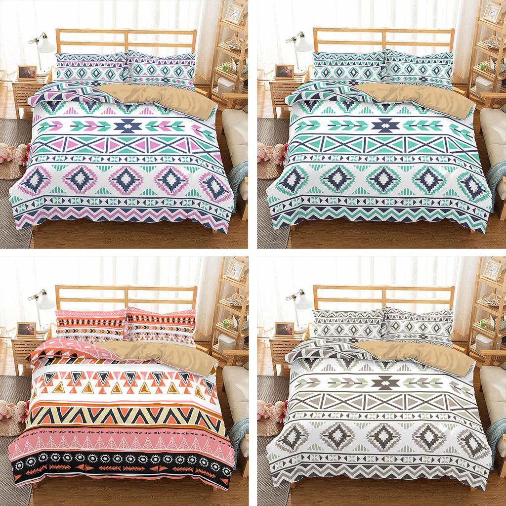Bohemian-Bettwäsche-Set, Schlafzimmer, Bettbezug, Kissenbezug, Bettwäsche, Einzelbett, Doppelbett, volle Größe, 2/3-teilig, Mikrofaser