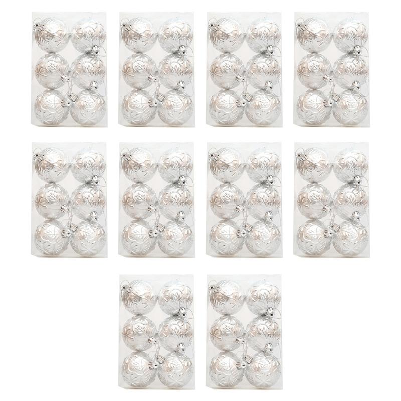 

Shatterproof Christmas Baubles Assorted Designs for Festival Tree Embellishement Decoration Plastic Hanging Pendants серебряный