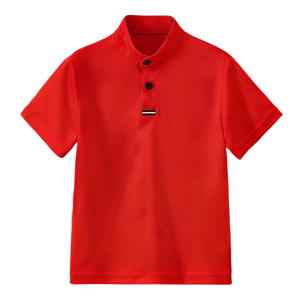 Chemise tendance à col montant boutonnée à manches courtes pour enfants