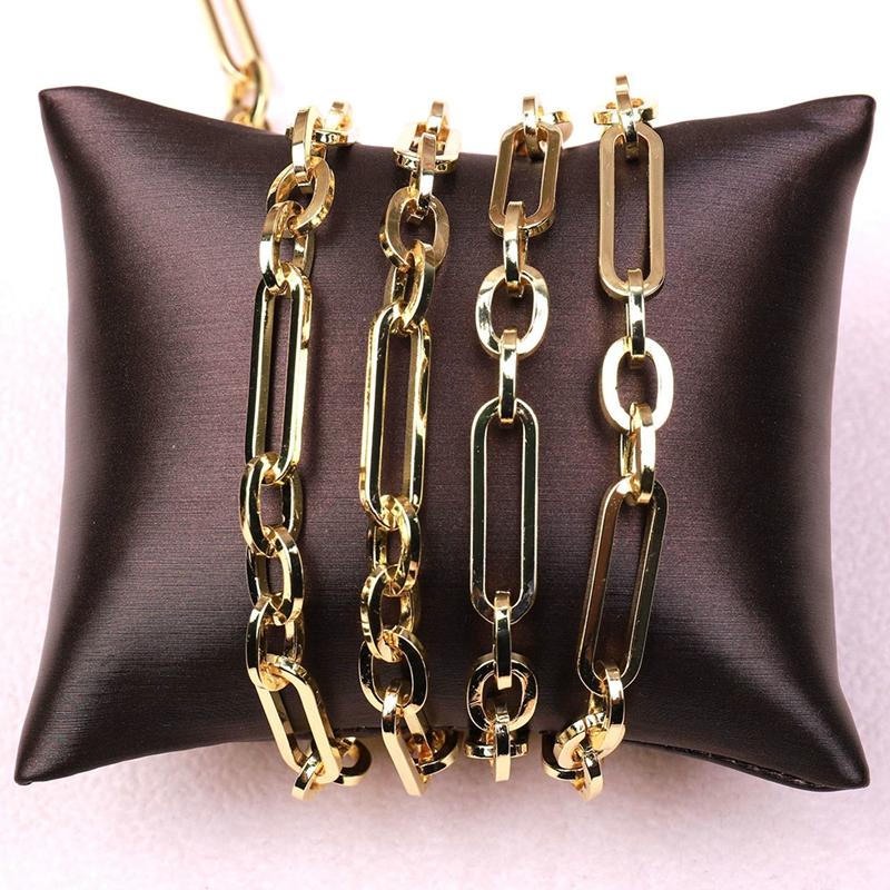 New Arrival Round Shape Brass Chain Roll Gold Plated Chain for Jewelry Making Cuban Link Chain