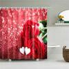 Lotus Buddha Rose Flower Green Leaves Lavender Butterfly Bathroom Accessories Set Shower Curtain with 12 Hooks