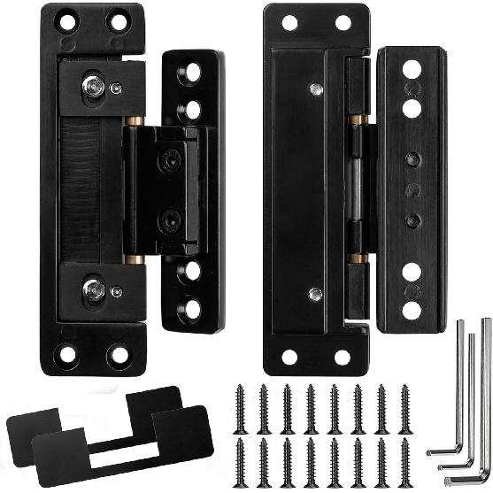Hidden Door Hinges, Ultra-Thin Concealed Design, 110 Lb Load Capacity, 100 Degree One-Way Opening, Silent Operation Adjustable Hinges,Zinc Alloy,