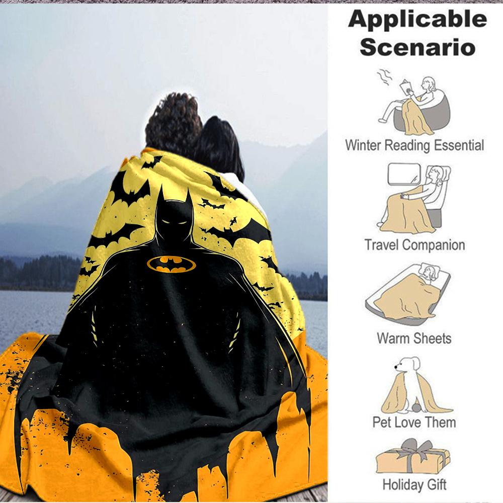 1pc Batman Flannel Throw Blanket - HD Printed Lightweight Soft Warm All-Season Blanket for Sofa, Bed, Travel, Camping 120