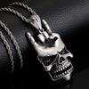 Retro Edelstahl Schädel Anhänger Halskette Für Mann Punk Rocker Halloween Schmuck Zubehör Herren Choker 60CM Verdrehte Kette
