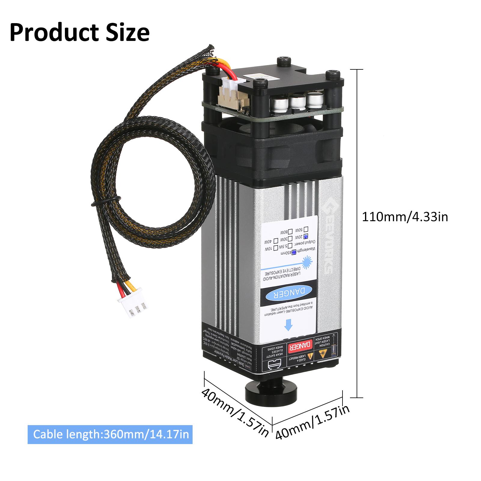 

80 Вт 40 Вт Лазерний модуль 450 нм Лазерна головка для гравіювання Змінна фокусна відстань для верстата для лазерного гравіювання Верстат з ЧПК Фрезерний верстат для різання