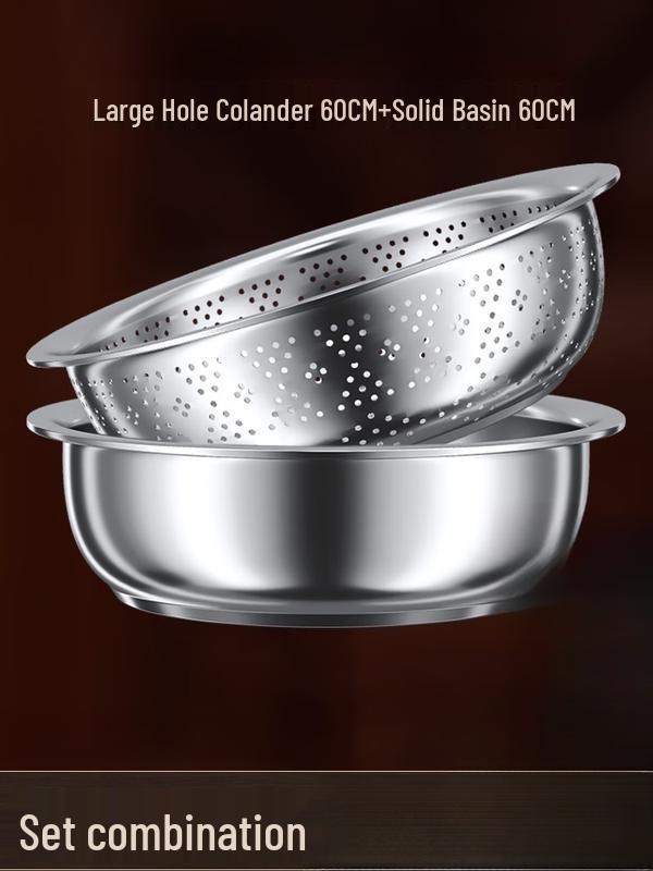 60cm Stainless Steel Kitchen Colander & Basin Set