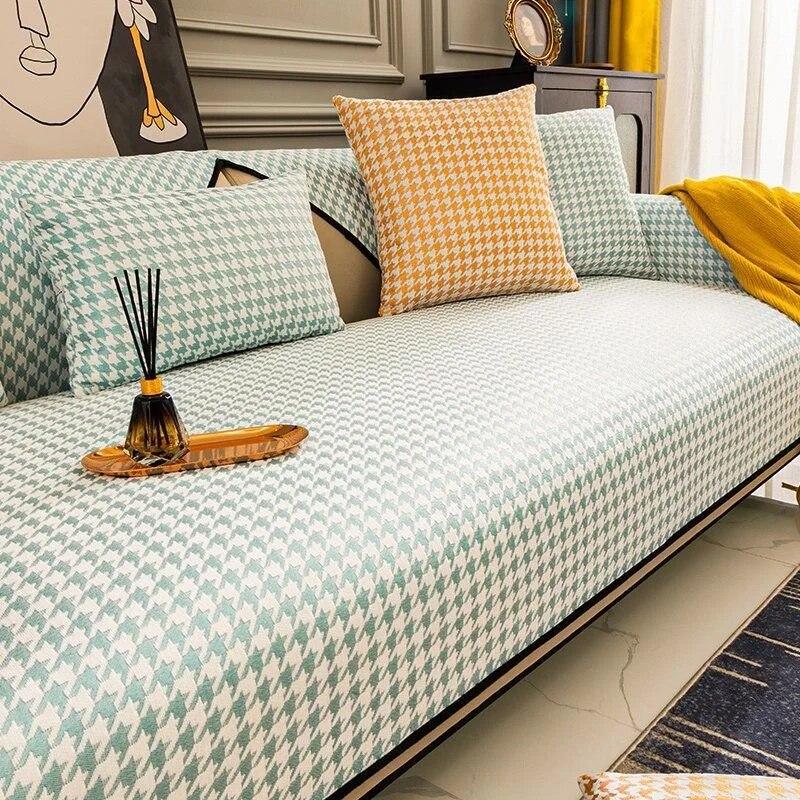 

Клетчатый чехол для дивана, утолщенный хлопок, чехол для дивана для гостиной, Нескользящий спинка дивана, подлокотник, подушка, полотенце, универсальное на четыре сезона 70x70cm 1pcs