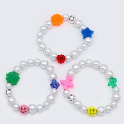 BONBEAU Color Pop Motive Smile Pearl Bracelet Color Acrylic Motif Smile Pearl Ball Bracelet