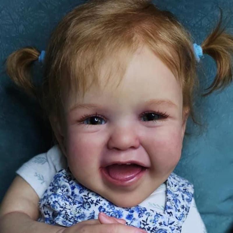 בובות תינוק ריבורן חיוך שמח גוף בד רך 24" 60 ס"מ בובת סימולציה לילדה עם שיער מושתל בובת תינוק ריאליסטית חמודה צעצועים לילדים מתנות יום הולדת