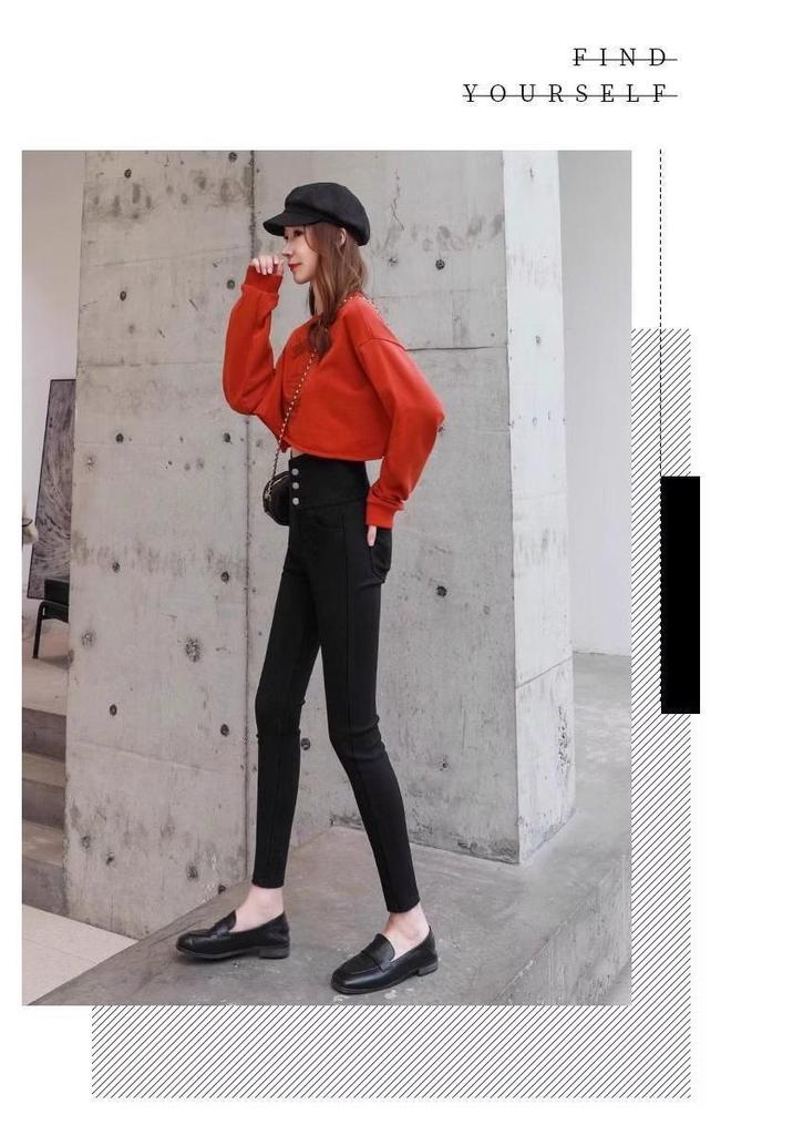 Women's High-Waisted Elastic Skinny Leggings - Plus Size Slimming Pants for Spring and Autumn