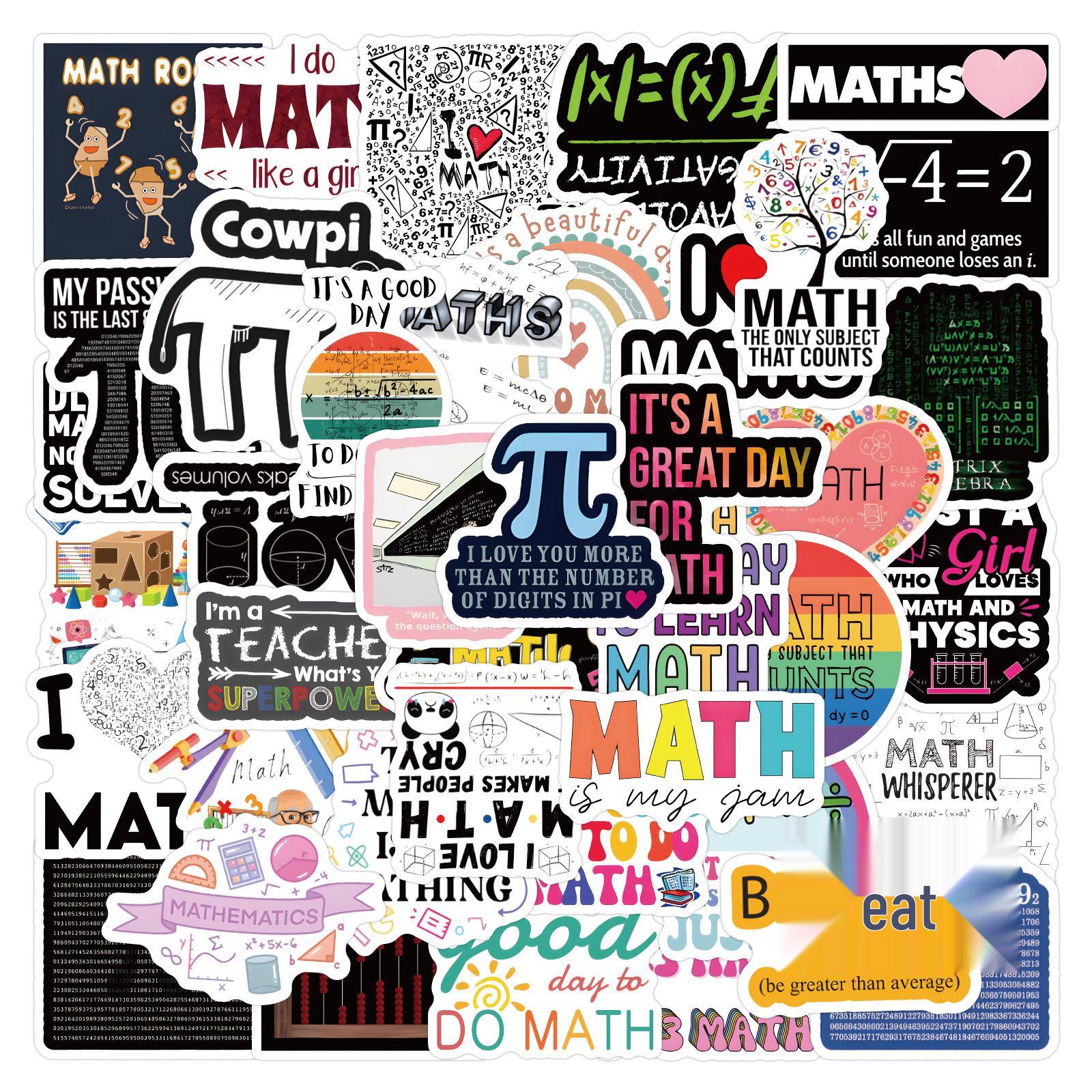 60 Sheets Math Equation Formula Doodle Stickers for Notebooks & Luggage