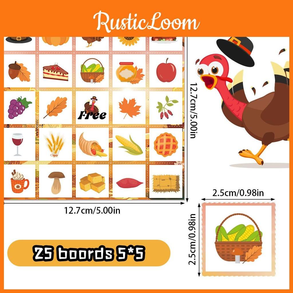 Thanksgiving Party Themed Fun Bingo Game Set With Paper Cards And Sheets Call