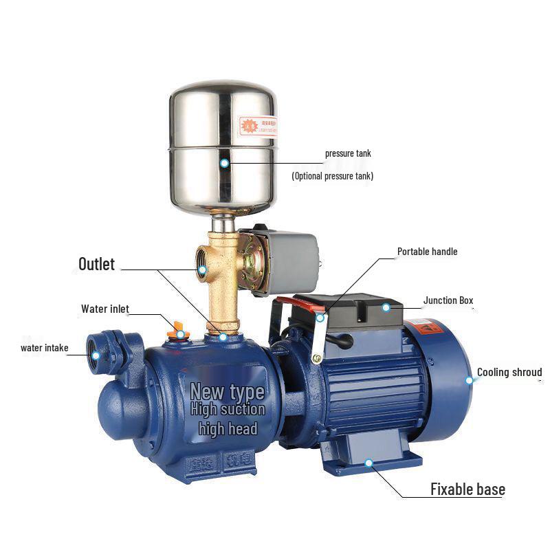 220V Automatische selbstansaugende Haushaltswasserpumpe - Hochdruck Brunnen- und Druckerhöhungspumpe