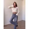 Women S Slim Fit V Neck Frayed Cropped Long Sleeve Knit Cardigan