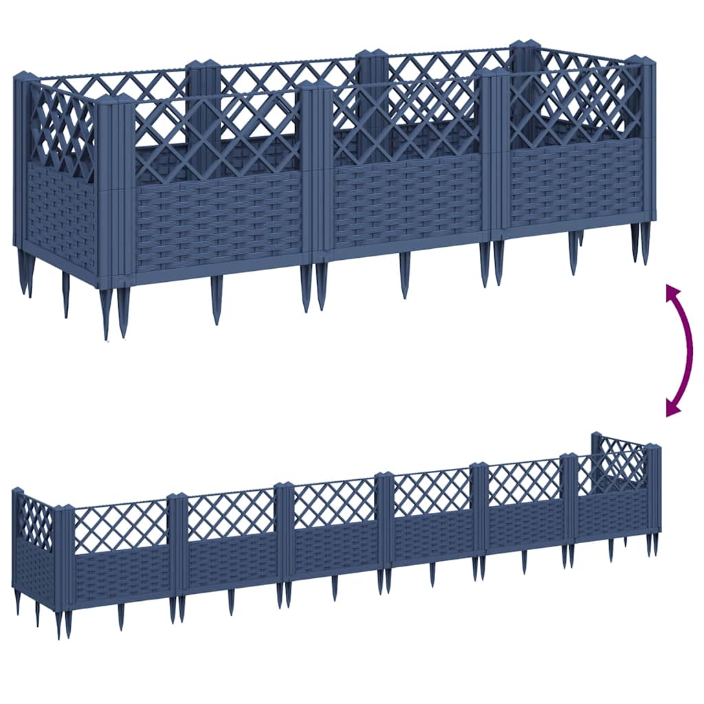 Plant Box with Ground Spikes Blue Grey 123.5 x 43.5 x 43.5 cm PP