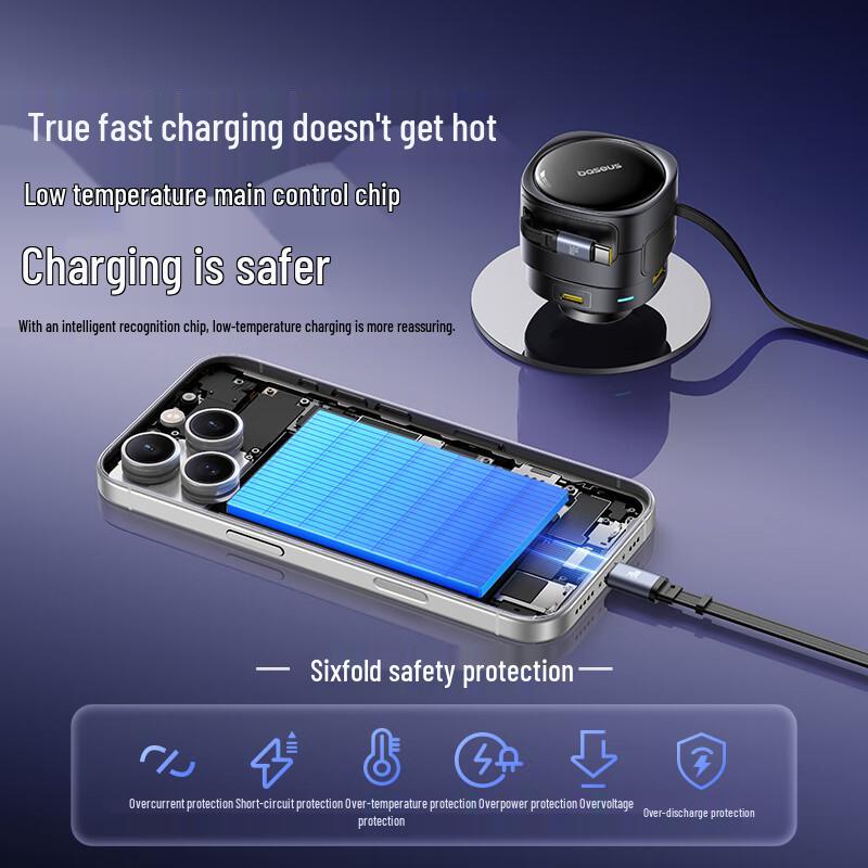 Baseus 90W Super Fast Car Charger with Integrated Cables
