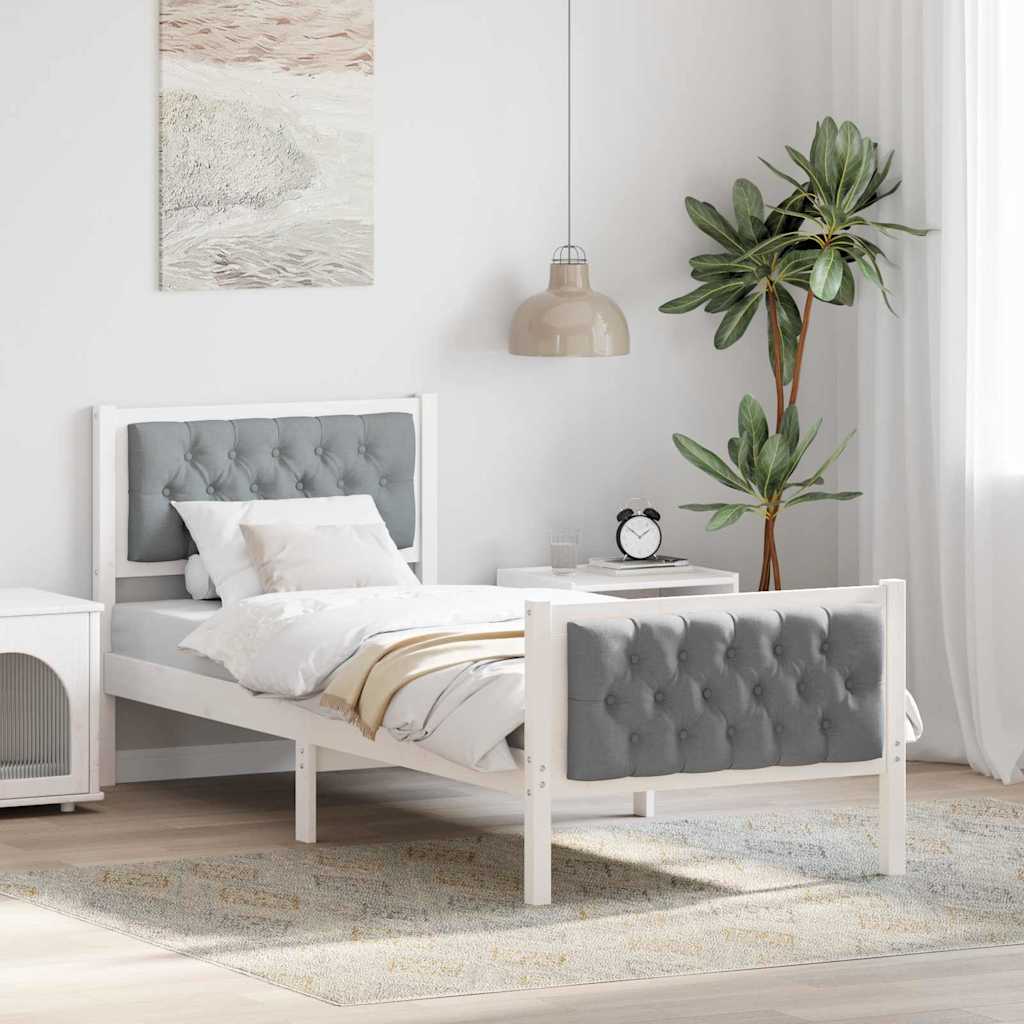Bed Frame Light Grey 80 x 200 cm Solid Pine Wood