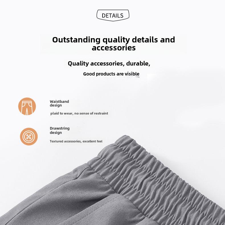 Pánské černé sportovní šortky z ledového hedvábí - Ležérní, volný střih, pětidílný design