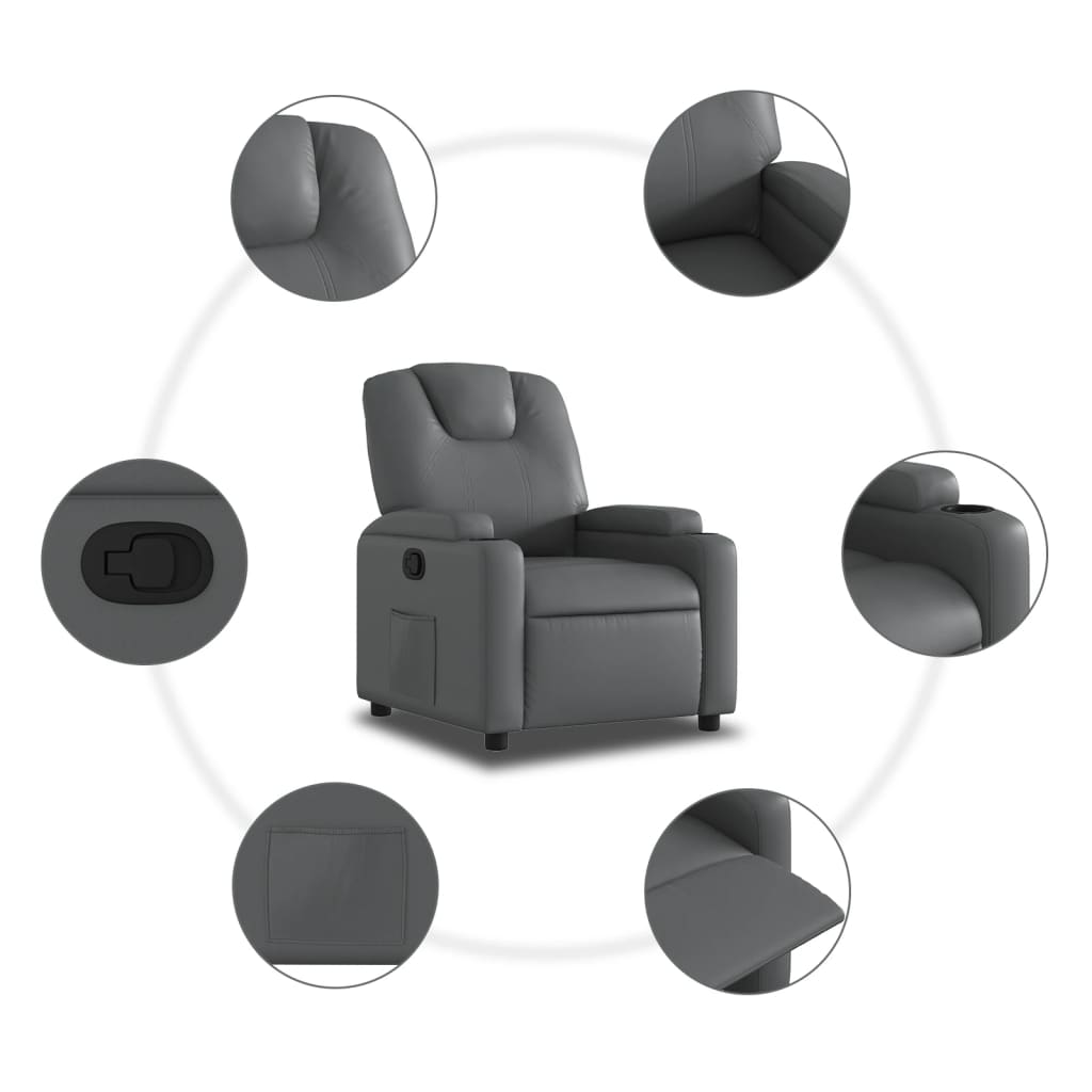 Relax Chair Gray Faux Leather
