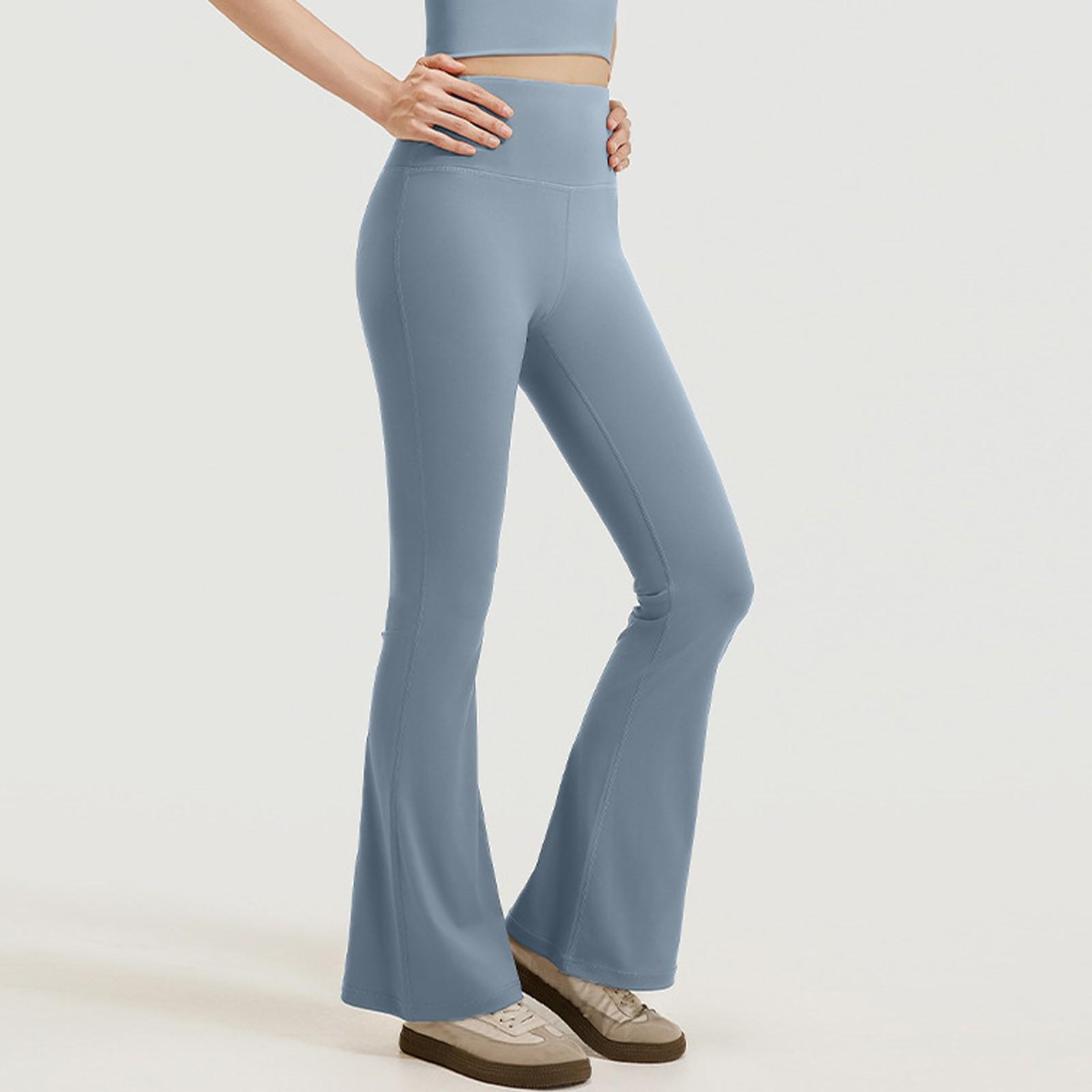 

Womens Pants Casual Pants With Pockets Pull On Flare Slacks High Waist Stretchy Trousers XL синий