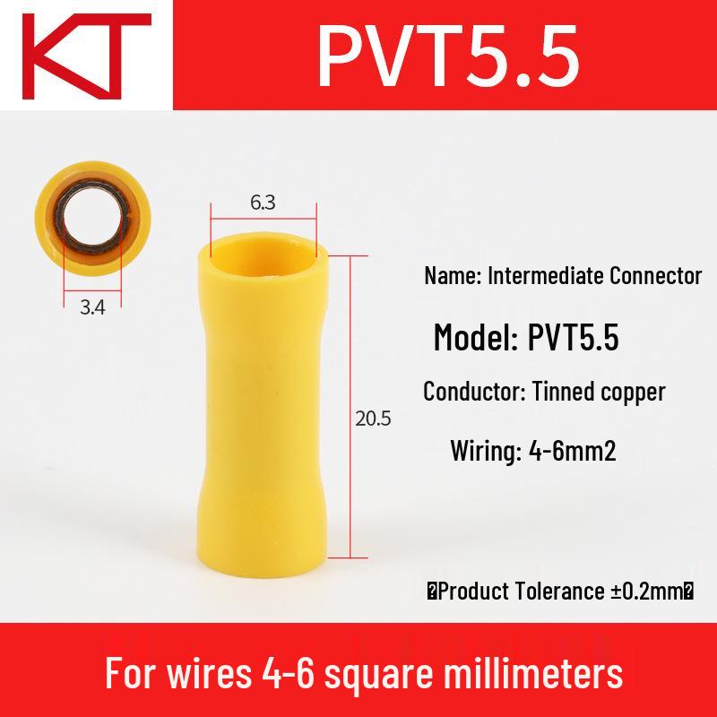 KT KST Purple Copper Fully Insulated Cold Crimp Terminal: PVT1.25/2/5.5 Short Type Intermediate Joint