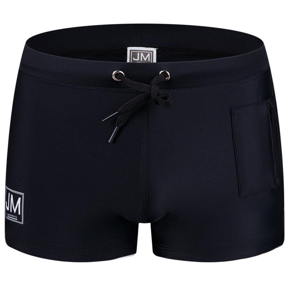 Swimwear JOCKMAIL Solid Color Men's Low-Rise Swim Shorts Flat Angle Drawstring Non-Slip with Convenient Zippered Pouch Trunsk