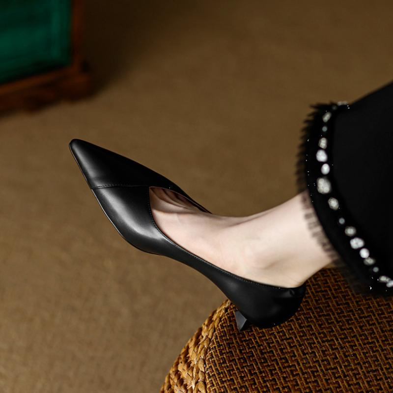 Retro With Medium Heels Women's Shoes Office Pointed Toe Ladies Pumps Quick Delivery Popular Chic and Elegant Spring Shoe Sale