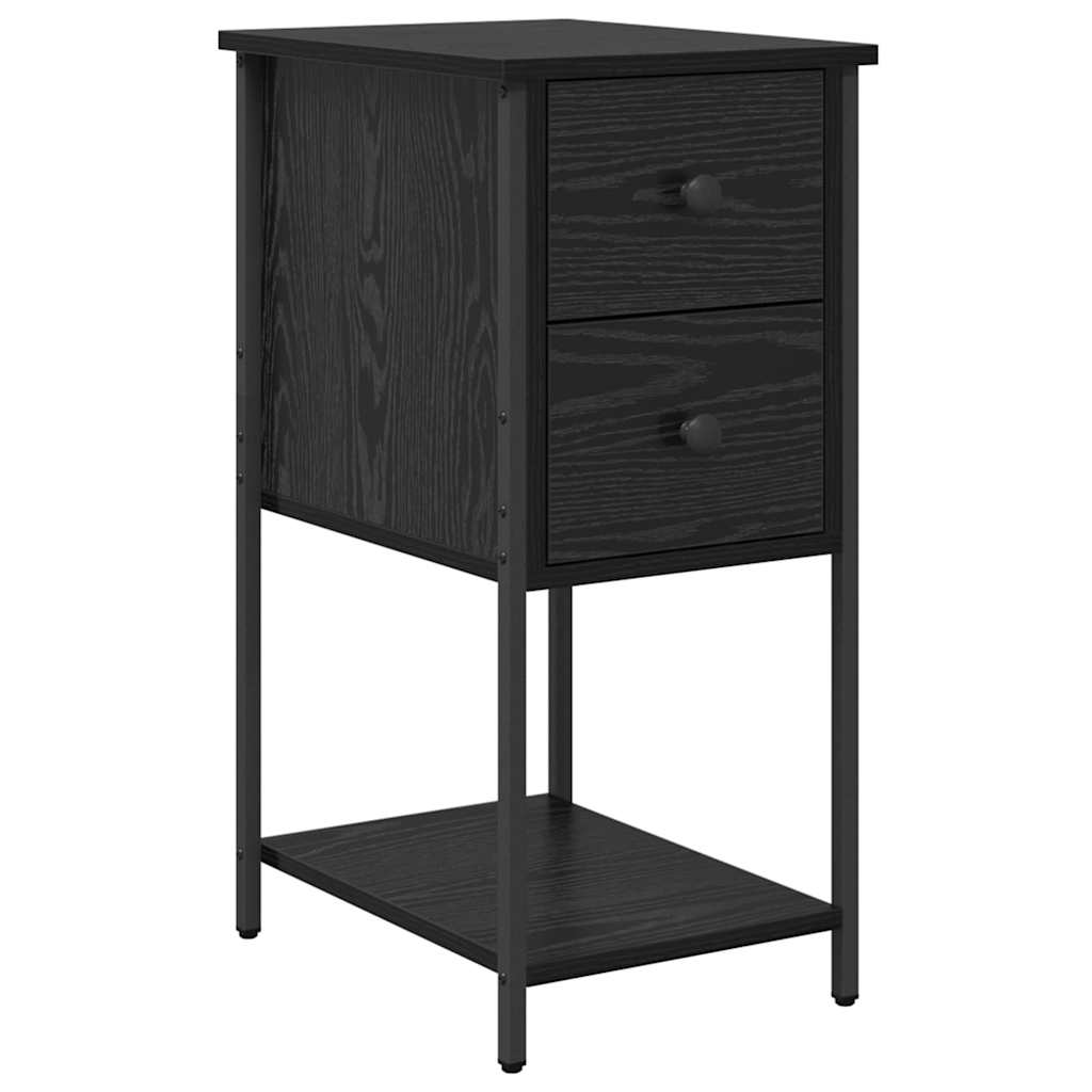 Nightstand Set of 2 Black Oak Finish 32 X 42 X 70 Cm Engineered Wood