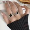 New Trends 925 Sterling Silver Finger Rings Engagement Jewelry For Women Creative Black Circle Party Accessories Gifts