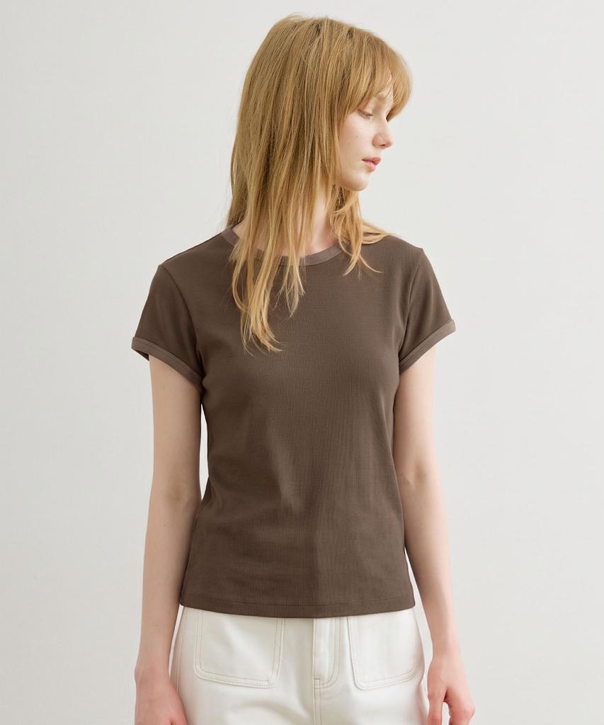 ARTID Waffle Ringer Short Sleeve T-Shirt_Brown